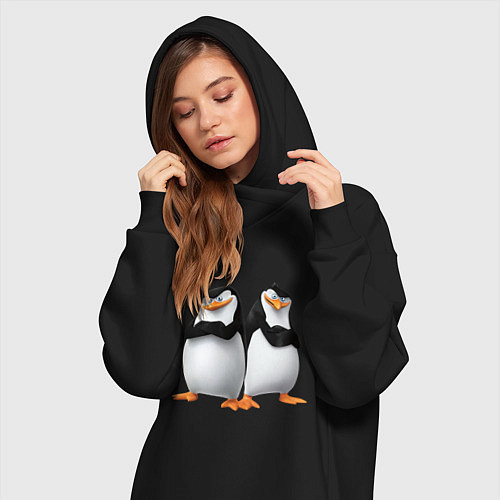 Женская толстовка-платье Пингвины Мадагаскара / Черный – фото 3