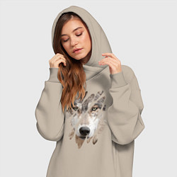 Женское худи-платье Волк - моё второе Я, цвет: миндальный — фото 2