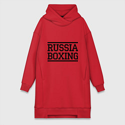 Женское худи-платье Russia boxing, цвет: красный