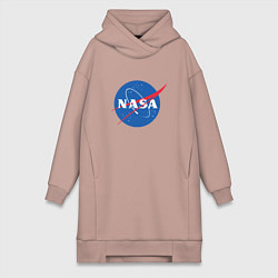 Женское худи-платье NASA: Logo, цвет: пыльно-розовый