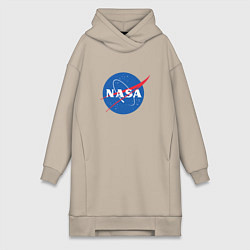 Женское худи-платье NASA: Logo, цвет: миндальный