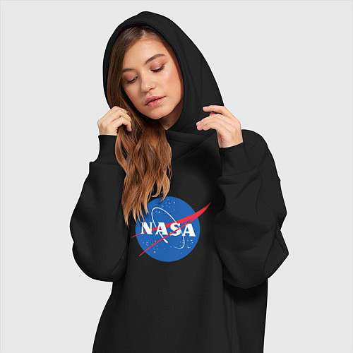 Женская толстовка-платье NASA: Logo / Черный – фото 3