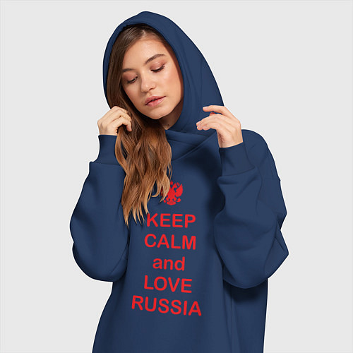 Женская толстовка-платье Keep Calm & Love Russia / Тёмно-синий – фото 3