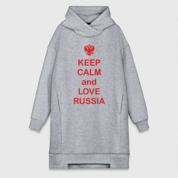 Женское худи-платье Keep Calm & Love Russia, цвет: меланж