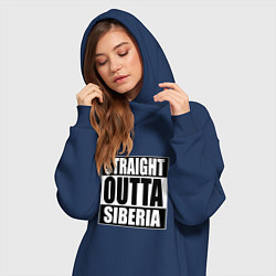 Женское худи-платье Straight Outta Siberia, цвет: тёмно-синий — фото 2