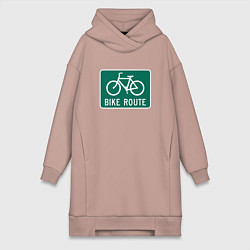 Женское худи-платье Дорога для велосипедистов, цвет: пыльно-розовый