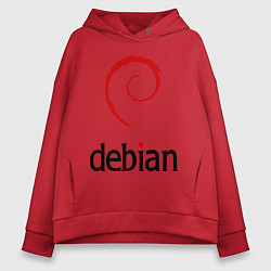 Толстовка оверсайз женская Debian, цвет: красный