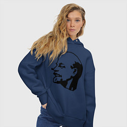 Толстовка оверсайз женская Ленин: скульптура, цвет: тёмно-синий — фото 2