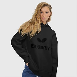 Толстовка оверсайз женская Butterfly Logo, цвет: черный — фото 2