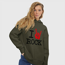 Толстовка оверсайз женская I love rock, цвет: хаки — фото 2