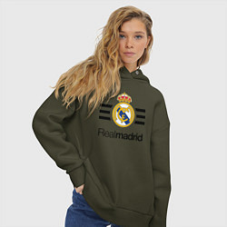 Толстовка оверсайз женская Real Madrid Lines, цвет: хаки — фото 2