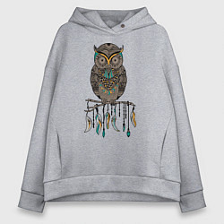 Толстовка оверсайз женская Сова-шаман, цвет: меланж