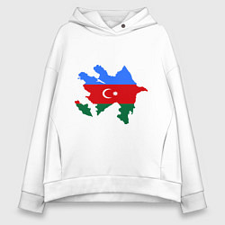 Толстовка оверсайз женская Azerbaijan map, цвет: белый