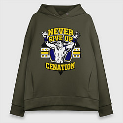 Толстовка оверсайз женская Never Give Up: Cenation, цвет: хаки