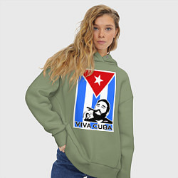 Толстовка оверсайз женская Fidel: Viva, Cuba!, цвет: авокадо — фото 2