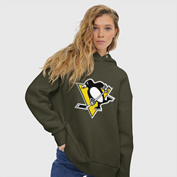 Толстовка оверсайз женская Pittsburgh Penguins, цвет: хаки — фото 2