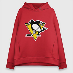 Толстовка оверсайз женская Pittsburgh Penguins, цвет: красный