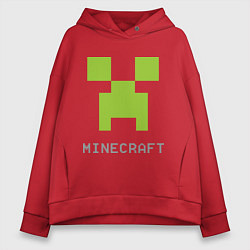 Толстовка оверсайз женская Minecraft logo grey, цвет: красный