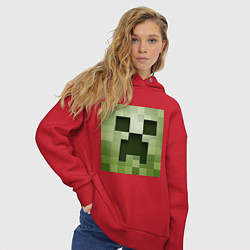 Толстовка оверсайз женская Мinecraft creeper, цвет: красный — фото 2