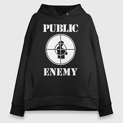 Толстовка оверсайз женская Public Enemy, цвет: черный