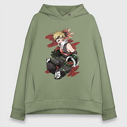 Толстовка оверсайз женская Кацуки Бакугоу, цвет: авокадо