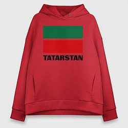 Толстовка оверсайз женская Флаг Татарстана, цвет: красный