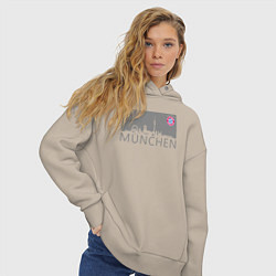 Толстовка оверсайз женская Bayern Munchen - Munchen City grey 2022, цвет: миндальный — фото 2