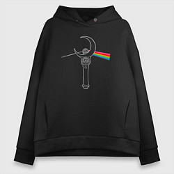 Толстовка оверсайз женская Dark side of the moon, цвет: черный