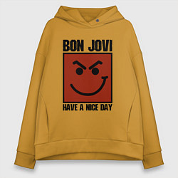 Толстовка оверсайз женская Bon Jovi: Have a nice day, цвет: горчичный