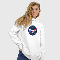 Толстовка оверсайз женская NASA: Cosmic Logo, цвет: белый — фото 2
