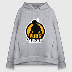 Толстовка оверсайз женская PUBG Top 1, цвет: меланж