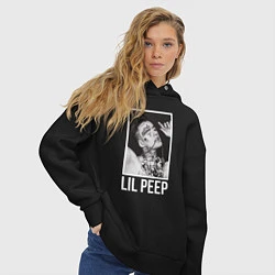 Толстовка оверсайз женская Lil Peep: White Style, цвет: черный — фото 2
