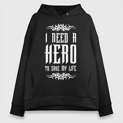 Толстовка оверсайз женская Skillet: I need a Hero, цвет: черный