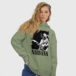 Толстовка оверсайз женская Black Nirvana, цвет: авокадо — фото 2