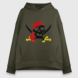 Толстовка оверсайз женская Пиратская футболка, цвет: хаки