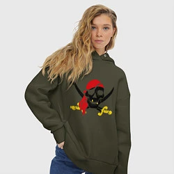 Толстовка оверсайз женская Пиратская футболка, цвет: хаки — фото 2