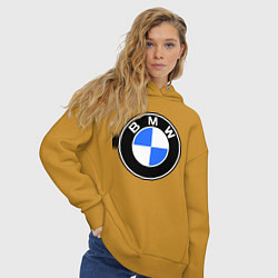 Толстовка оверсайз женская Logo BMW, цвет: горчичный — фото 2