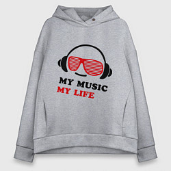 Женское худи оверсайз My music my life