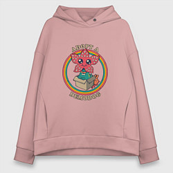 Толстовка оверсайз женская Adopt a Demodog, цвет: пыльно-розовый