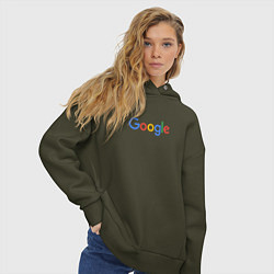 Толстовка оверсайз женская Google, цвет: хаки — фото 2