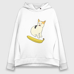 Женское худи оверсайз Cat no banana meme