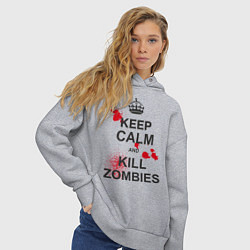 Толстовка оверсайз женская Keep Calm & Kill Zombies, цвет: меланж — фото 2