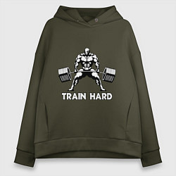 Женское худи оверсайз Train hard тренируйся усердно