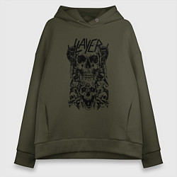 Толстовка оверсайз женская Slayer Skulls, цвет: хаки