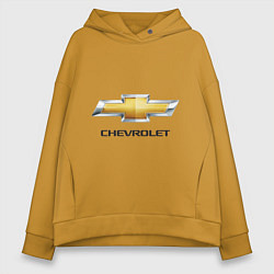 Толстовка оверсайз женская Chevrolet логотип, цвет: горчичный