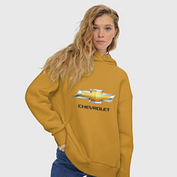 Толстовка оверсайз женская Chevrolet логотип, цвет: горчичный — фото 2