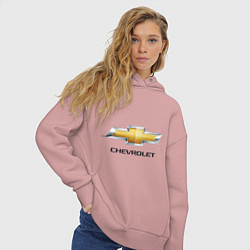 Толстовка оверсайз женская Chevrolet логотип, цвет: пыльно-розовый — фото 2