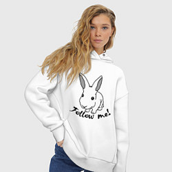 Толстовка оверсайз женская Rabbit: follow me, цвет: белый — фото 2