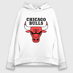 Толстовка оверсайз женская Chicago Bulls цвета белый — фото 1