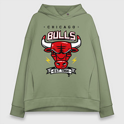 Толстовка оверсайз женская Chicago Bulls est. 1966, цвет: авокадо